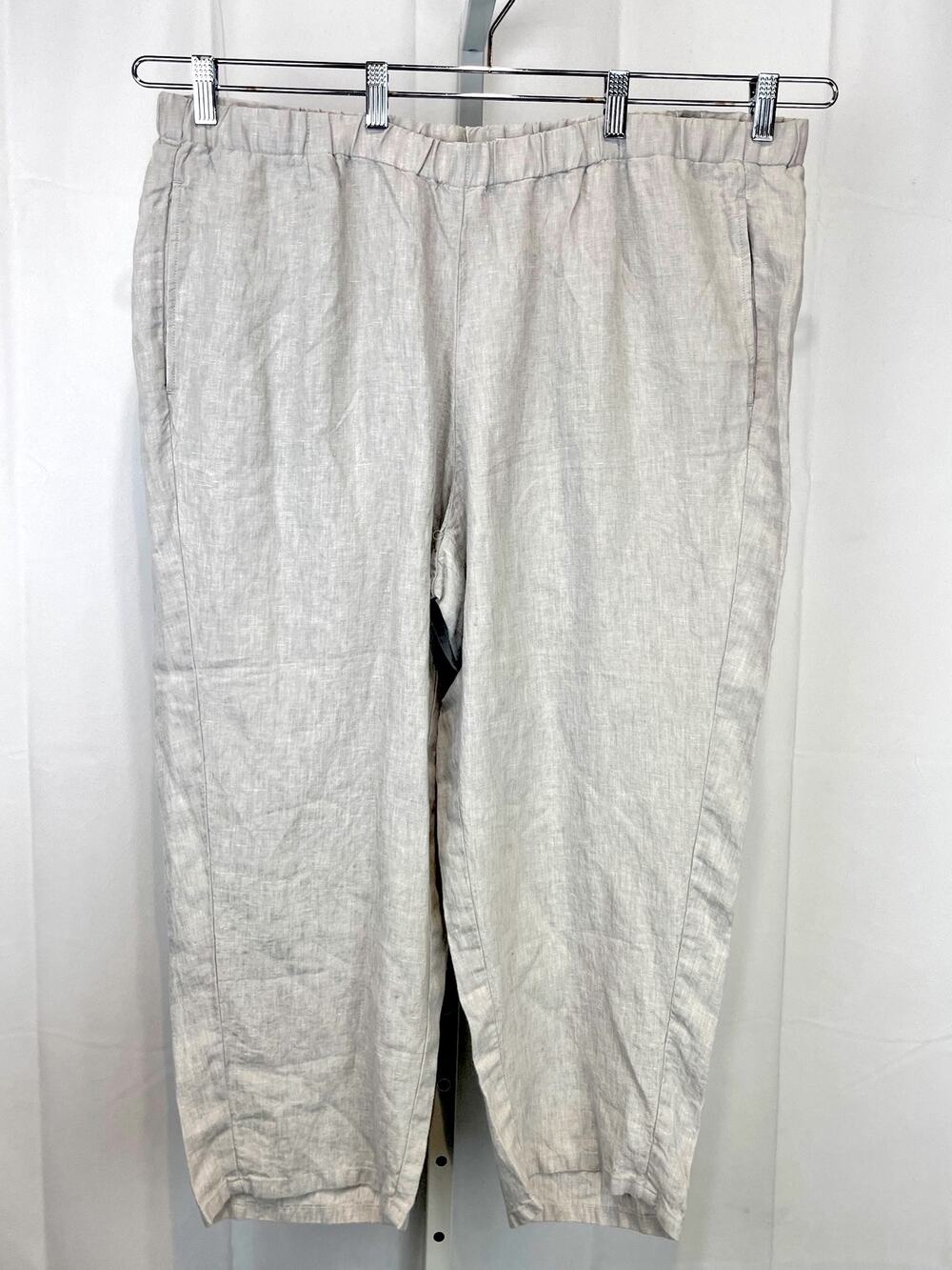 J. JILL Love Linen Pull On Crop Pants Hand Pockets Natural Beige Size 2X Plus